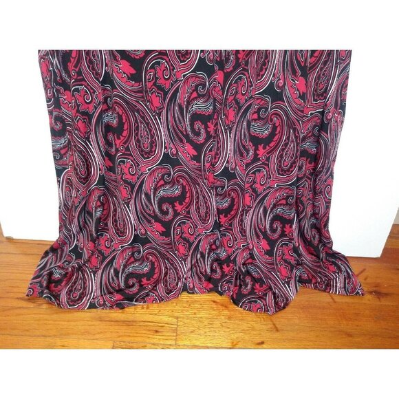 Lane Bryant Dress Plus Sz 2X Paisley red black Stretch Pockets Jumper Maxi dress - Picture 3 of 8